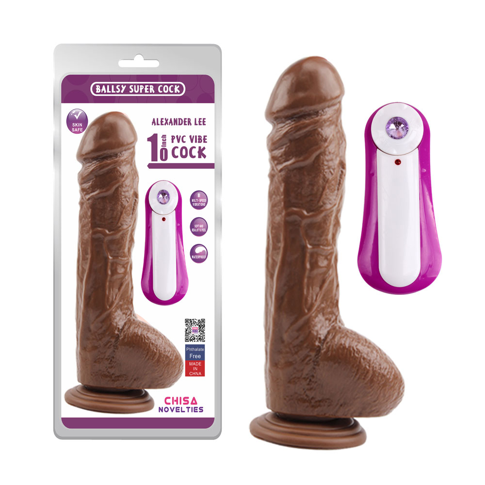 Alexander Lee 10'' vibrační dildo-hnědý